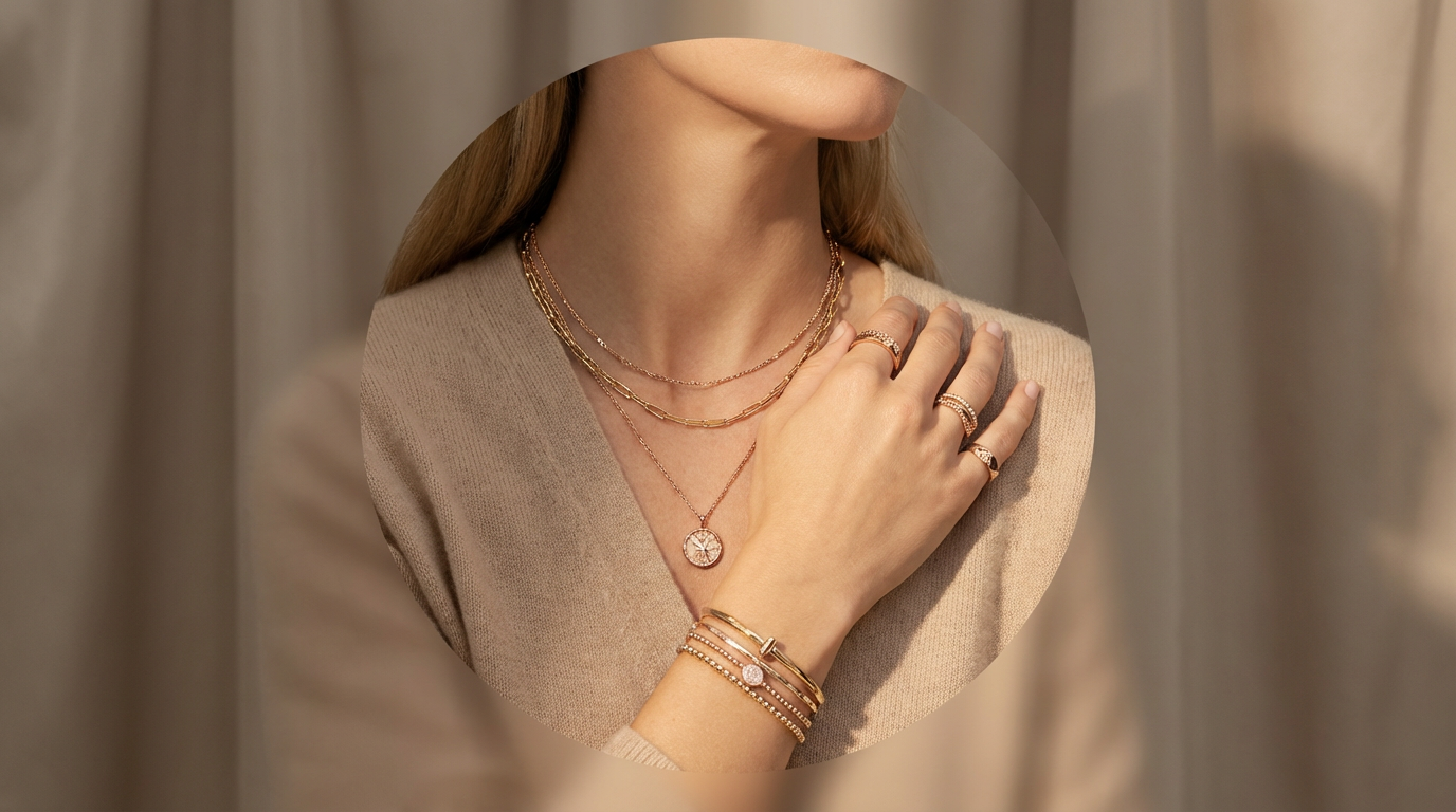 Gold and rose gold jewelry